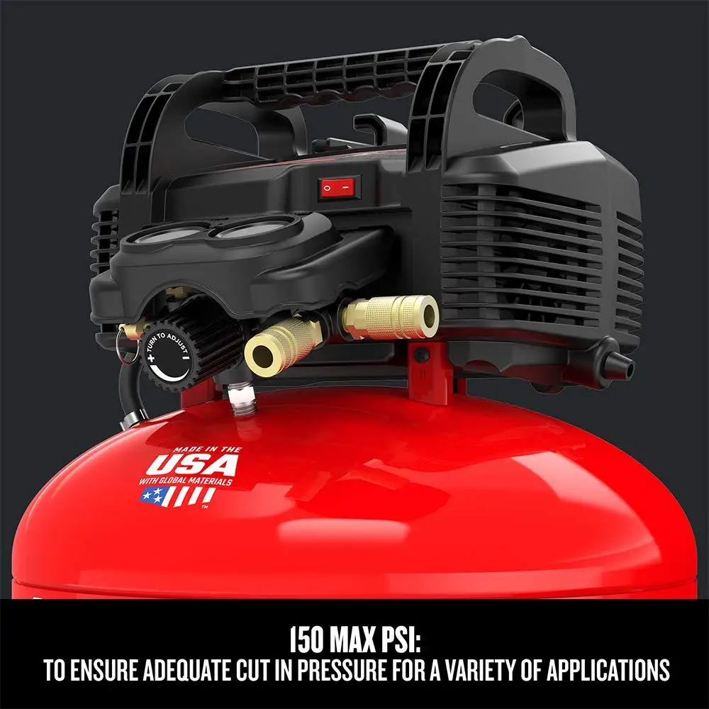 6 Gallon Portable Oil-Free Air Compressor with 13 Piece Accessory Kit Made in USA Durable Pump 150 Max PSI Quick Recovery Time