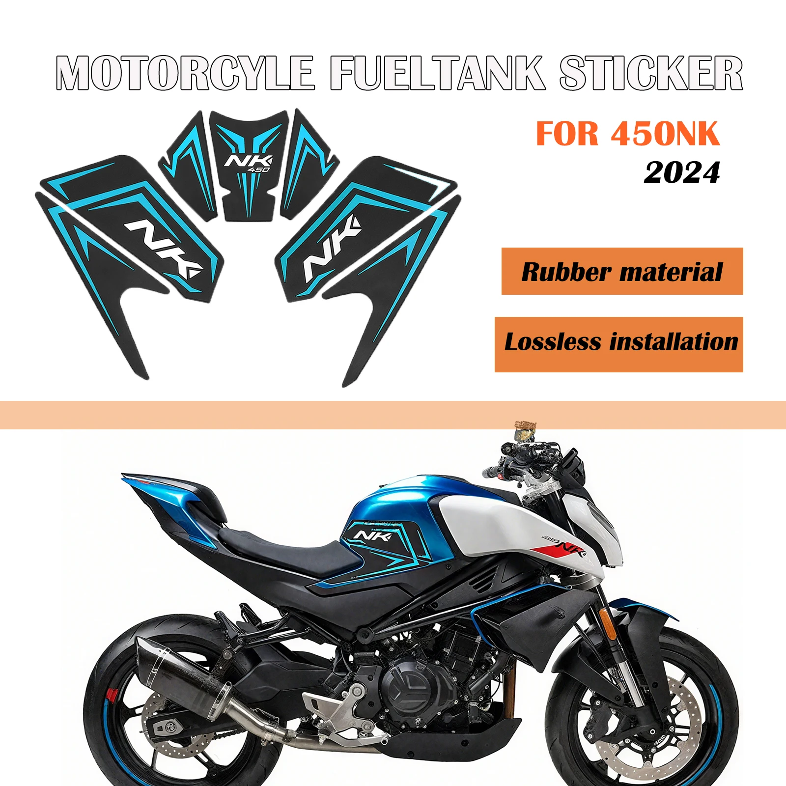 

Motorcycle fuel tank pads Fuel tank stickers fuel tank traction pads anti-slip side fuel tank stickers For CFMOTO 450NK 2024