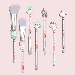 7pcs Unicorn Makeup Brushes Set Powder Foundation Eyeshadow Concealer Brush with Bag Beauty Tools Pincel Maquiagem Kit