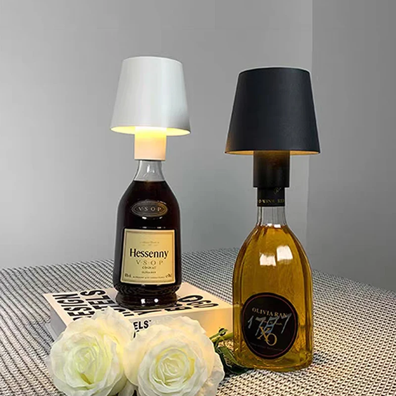 LED Wine Bottle Table Lamp  Removable USB Charging Cafe Atmosphere Night Lighting Dimmable for Clubs Bar Decoration Desk  Lights