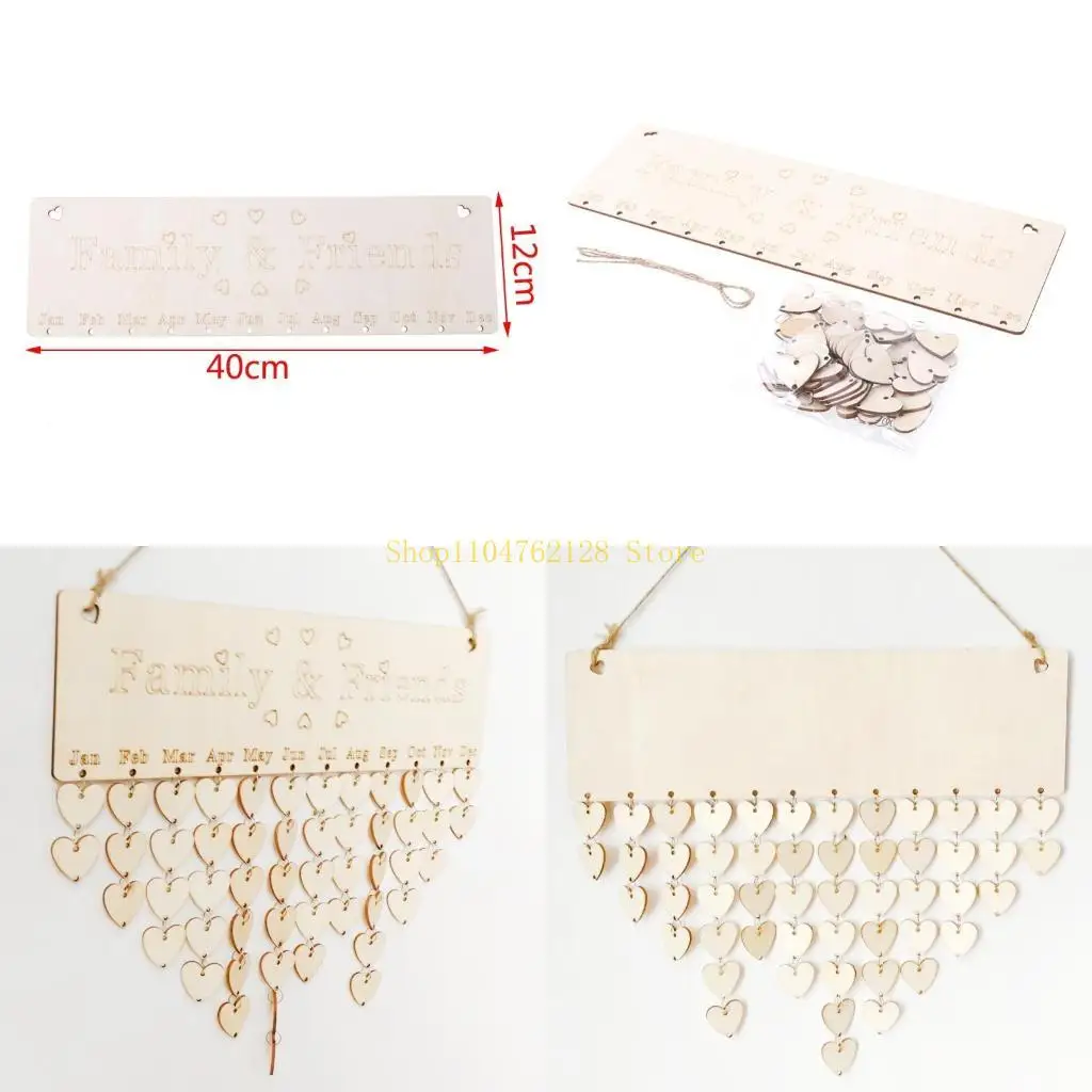 Wooden Calendar Birthday Reminder Plaque Board DIY Home Wall Hanging Decoration best sale