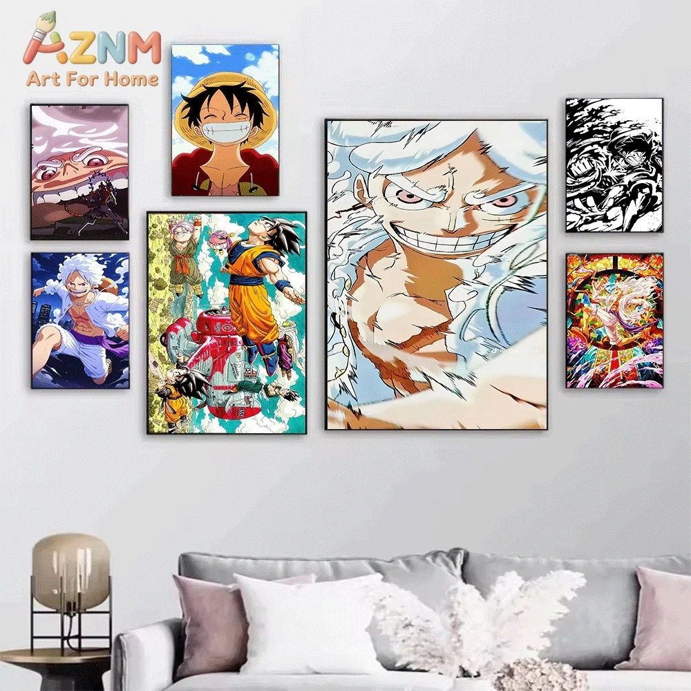 One Piece Anime Canvas Wall Art No Frame Luffy Shanks Gear 5 Nika Manga Print Painting Bedroom Living Room Home Wall Decor Pos
