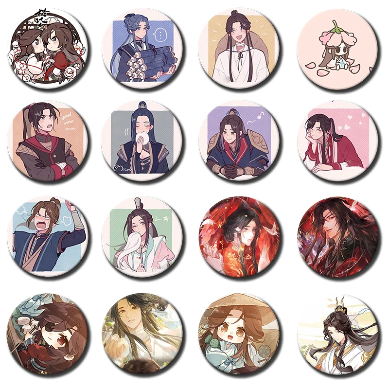Heaven Official's Blessing Anime Peripheral Brooch on Shoes Bag Cartoon Boys Xie Lian and Hua Cheng Lapel Pins Jewelry Badges