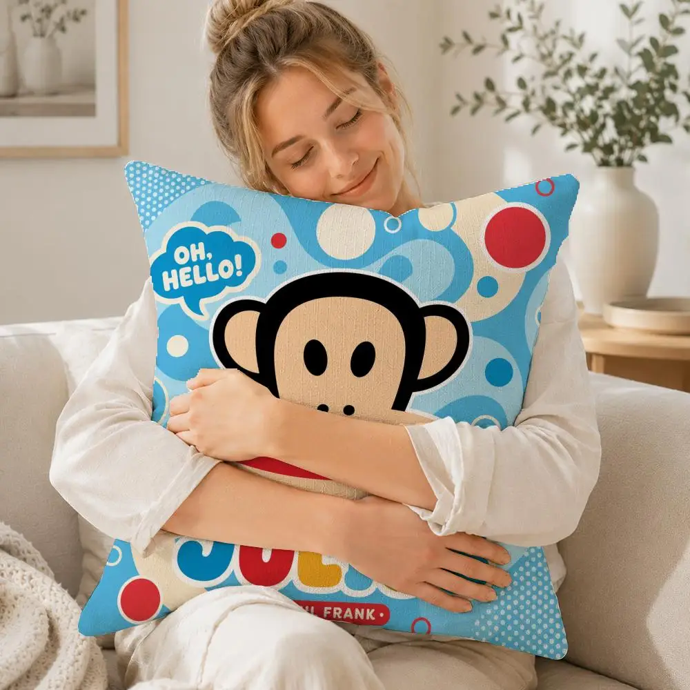 Cartoon Julius the Monkey Cushion Cover Linen Cushion Cover, Double-Sided Printed Pillow Cover for Sofa Home Decor