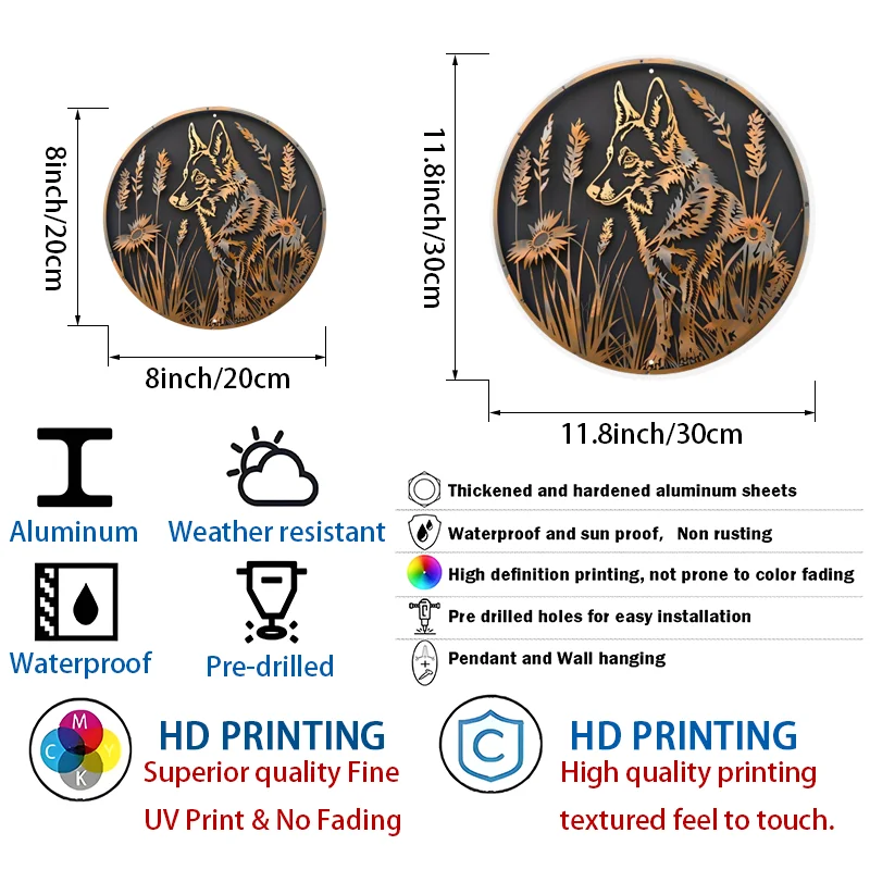 Elegant German Shepherd in The Wild - Round Aluminum Wall Art | Uv & Scratch Resistant, Outdoor/Indoor Decor 8in & 11.8in 1pc