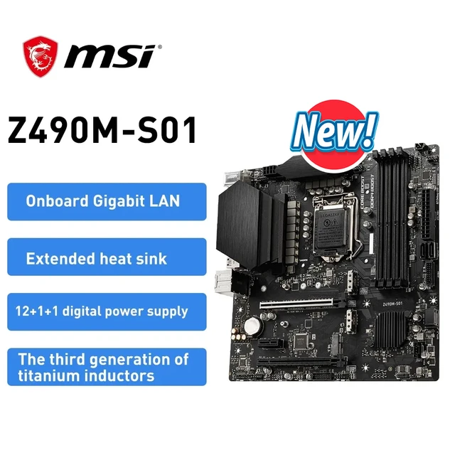 Msi-新しいZ490M-S01 lga 1200マザーボード,intel z490,128GB,Intel  10400f,マイクロatx,Galaxy 3200hz,8g * 2,Intel Core