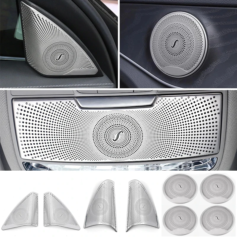 For Mercedes-Benz C E GLC Class W205 W213 X253 Steel Car Door Speakers Stereo Decorate Cover Speaker Trim Cover