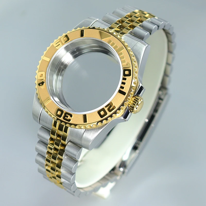 40MM watch Cases Silver Gold Jubilee bands watch accessories Sapphire Crystal For Seiko NH35NH36 8205 2824 Movement YACHT MASTER