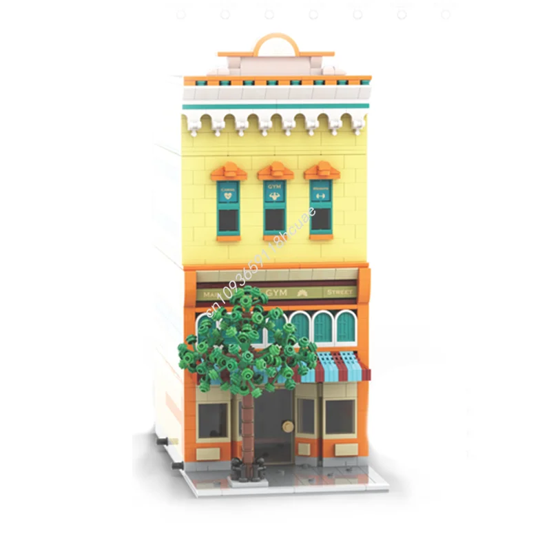 1645 pz MOC Main Street Gym City Edition Modello modulare Building Blocks Giocattolo Assemblare FAI DA TE Creativo Regalo Di Natale Mattoni Per Bambini