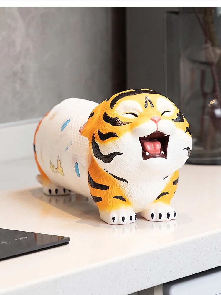 Modern Tiger retractable tissue holder Living room table home decor In-room kitchen roll box