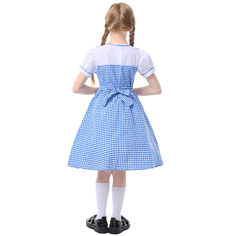 Kids Dorothy Costume Blue Gingham Dress for Girls Halloween Wizard of Oz Cosplay Outfit view 5