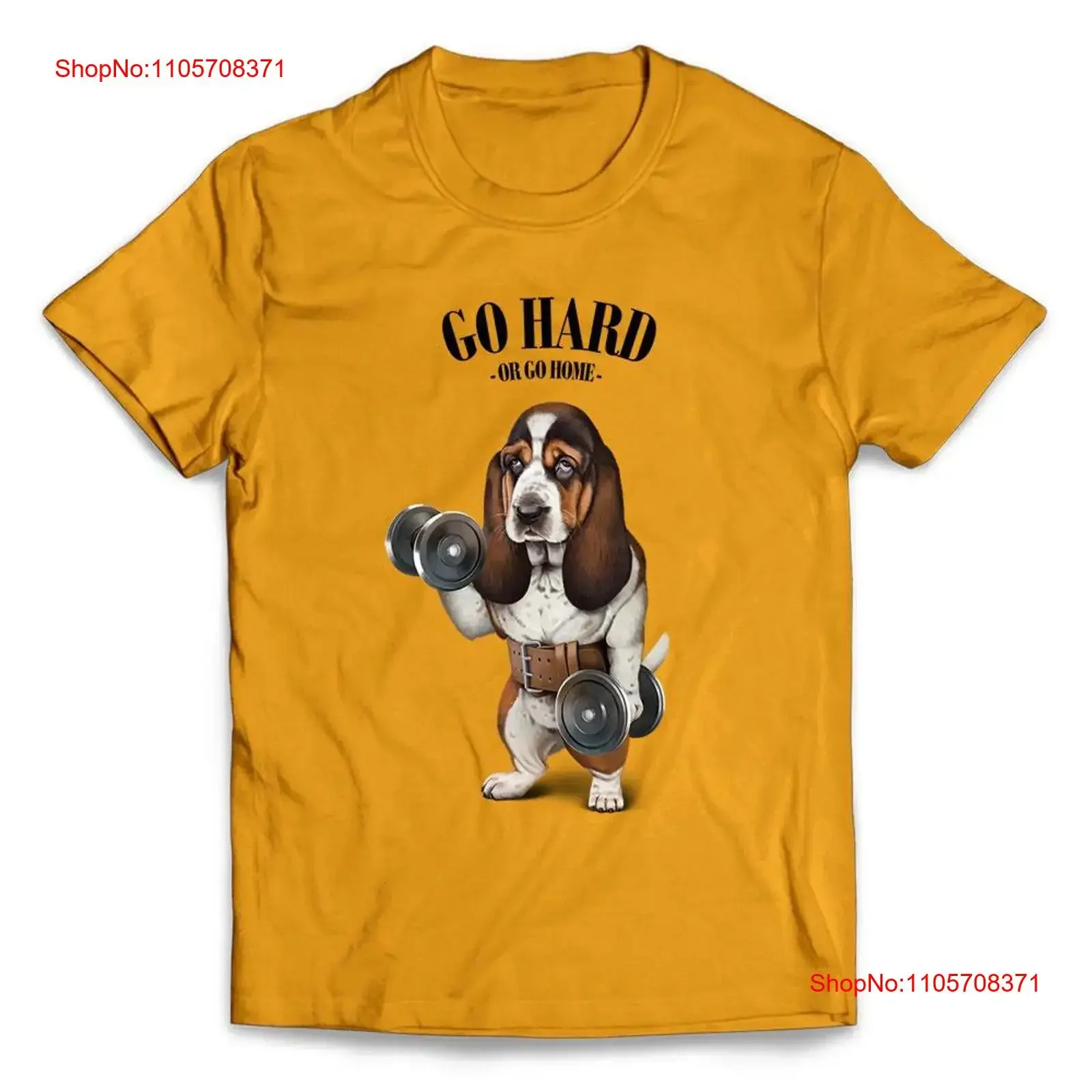 Basset Hound Dog Muscle Training with Dumbbell in Fitness T Shirt 20 Colors Sizes S 4XL Youth PrintStarT vintage Washed