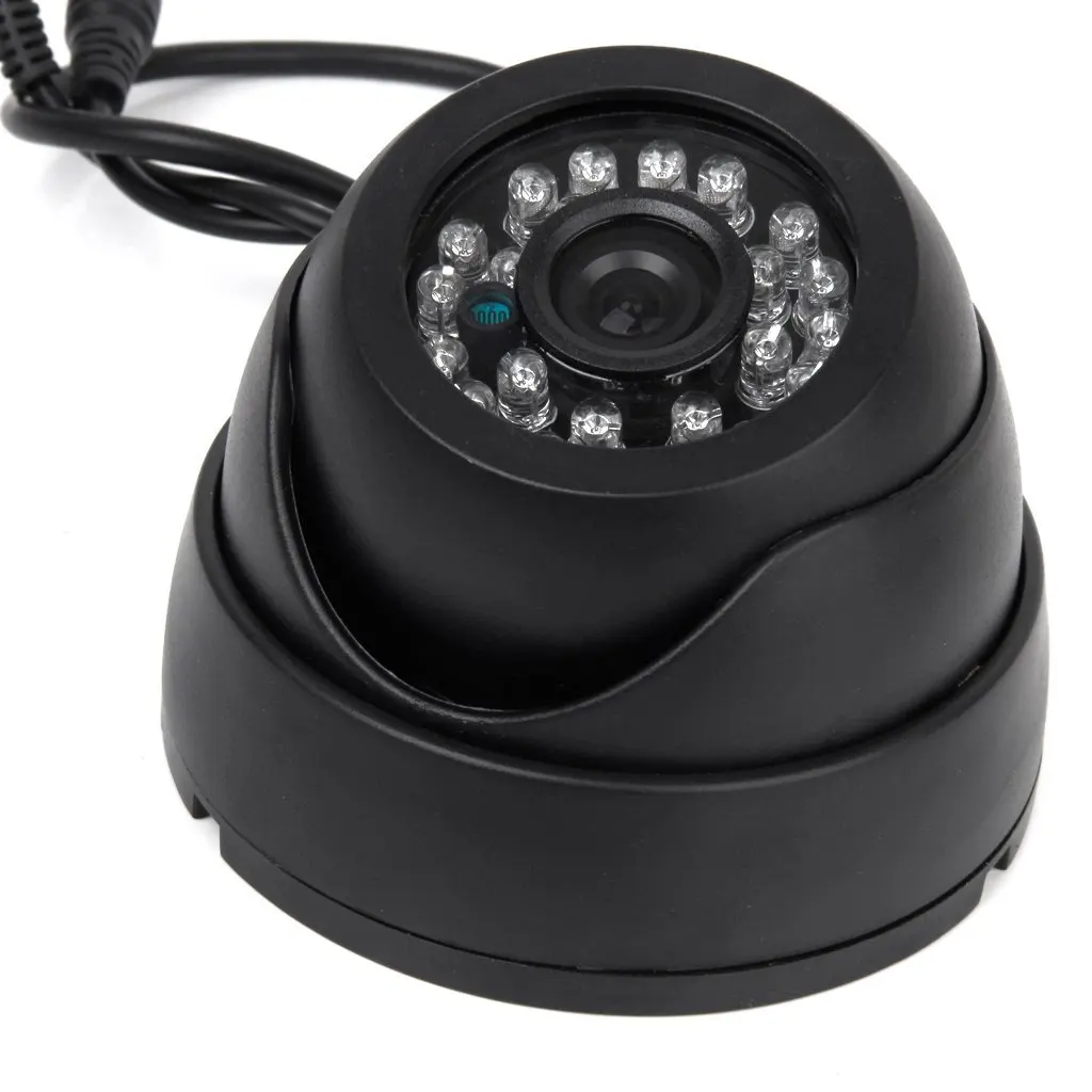 Telecamera di sorveglianza nera PAL 1/3 "CMOS 700TVL 24 LED IR Cut 3.6mm telecamera CCTV Dome per interni di sicurezza