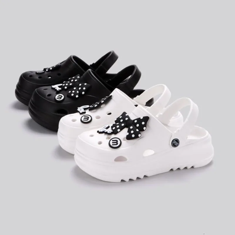 Women Clogs 2024 New Arrival Fashion Lovely Slippers DIY Cute Bows Sandals Outdoor Beach Slides for Girls Sandals woman