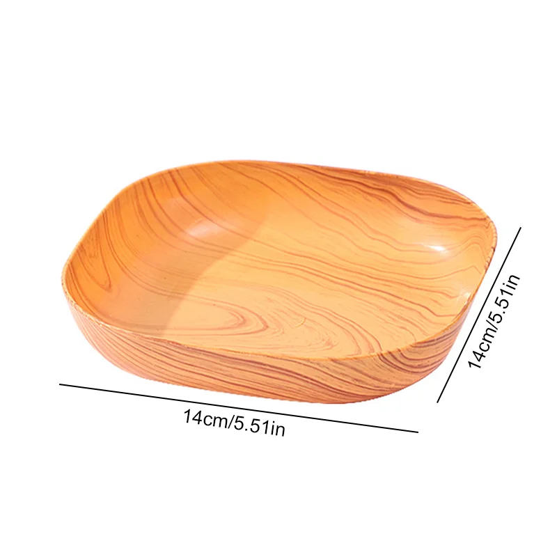 5Pcs Plastic Snack Plate Imitation Wood Cake Trays Sushi Breakfast Dried Fruit Dish Bone Spitting Dish Tableware Serving Plate