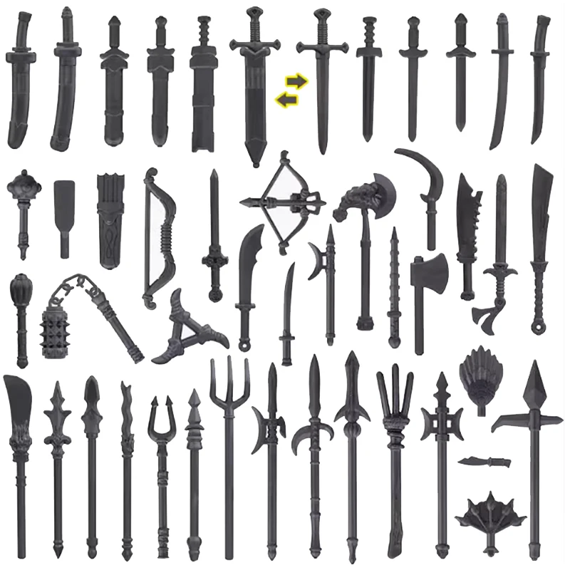 Medieval Military Soldier Figures Accessories Building Blocks Weapon Knight Templar Helmet Arrow Sword Spear Crossbow Bricks Toy