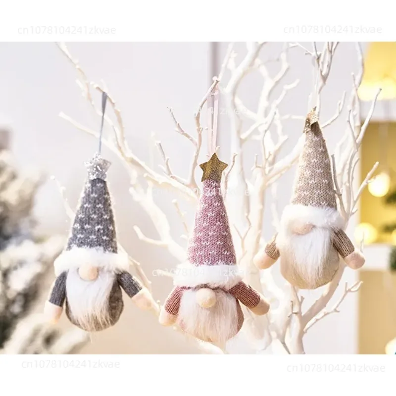 Ornaments Christmas tree small hanging knitted faceless doll doll dwarf creative old man pendant