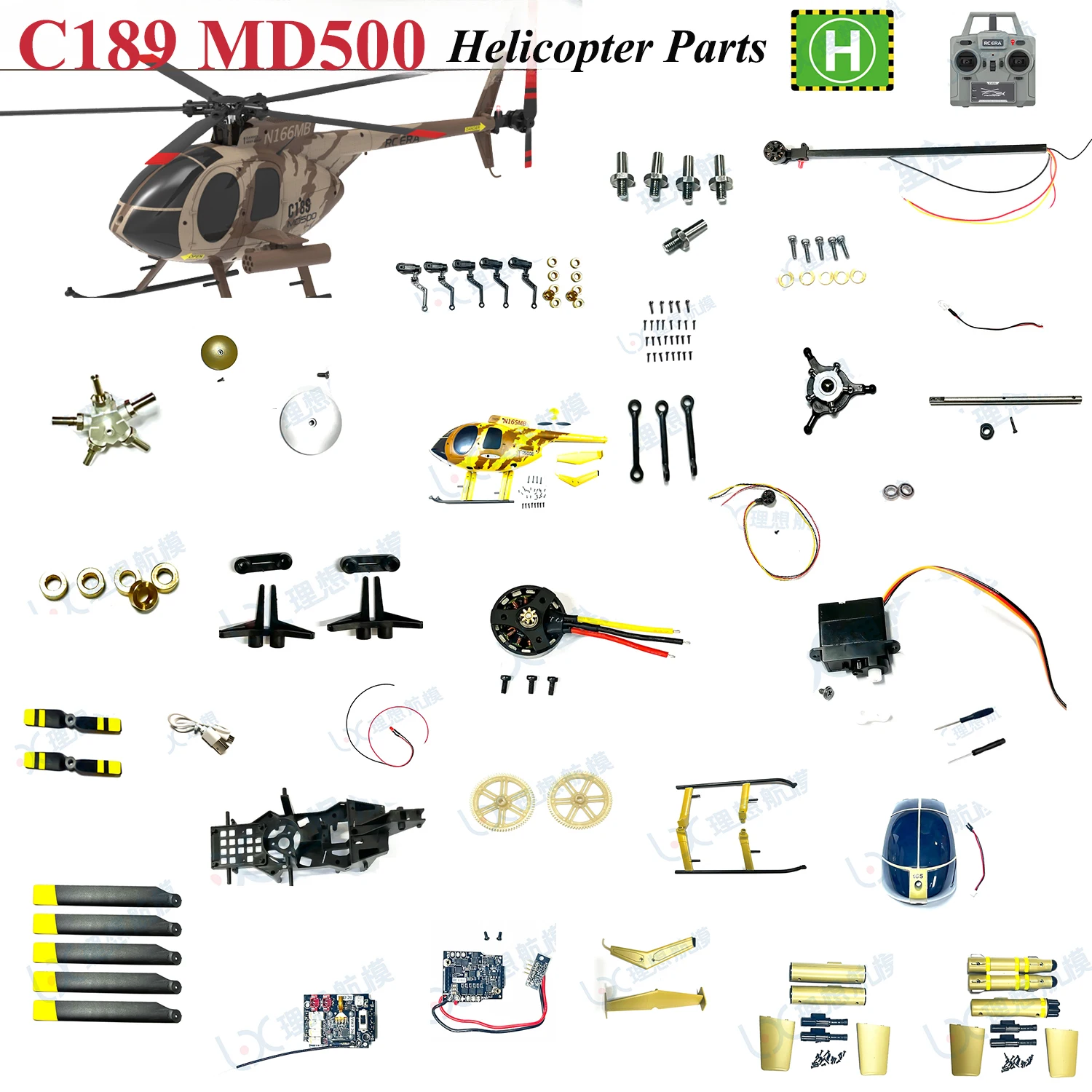 C189 MD500 RC Bird Simulation Helicopter Original Parts Complete Motor Steering Gear Connecting Rod Machine Shell Rotor Wing