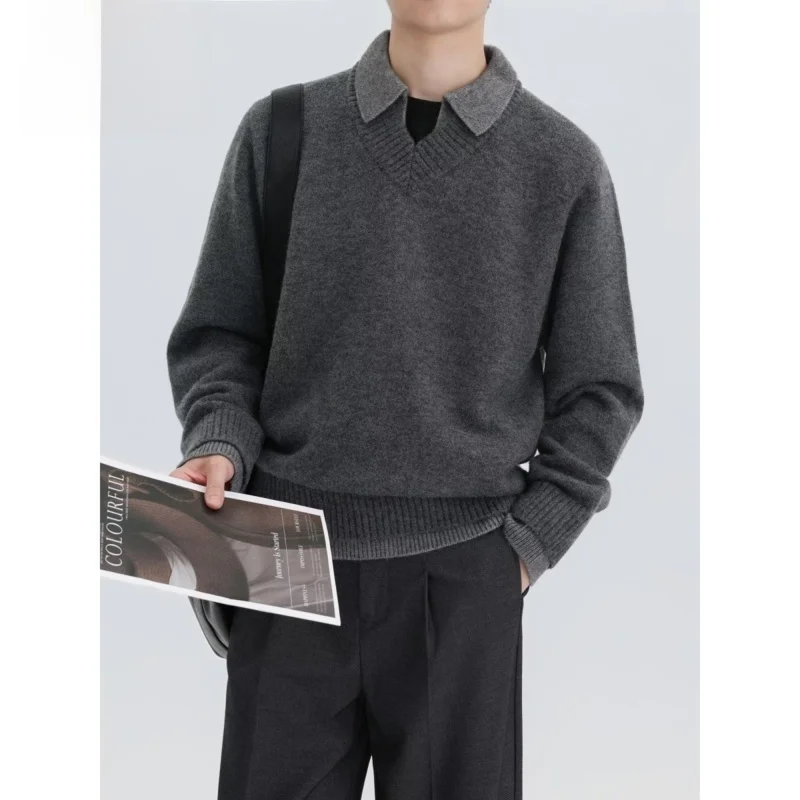 

Fall Winter V-Ne Knitted Sweater Cardigan Men's Color Casual Sle Polyester Fiber Long Sve Regular Fit Coat