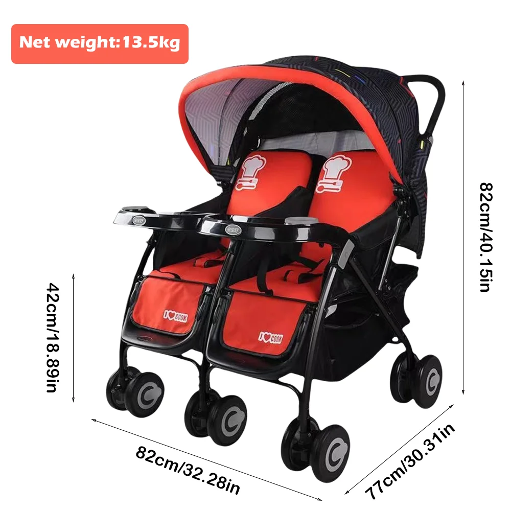 Zwillings-Kinderwagen, leicht, reisefreundlich, extrem bequem und faltbar, Geschenk für Mama