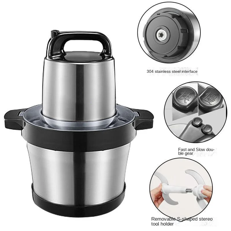 6L Multifunction Meat Grinder Machine Chopper Mincer Stainless Steel Garlic Vegetable Blender Mixer Food Processor