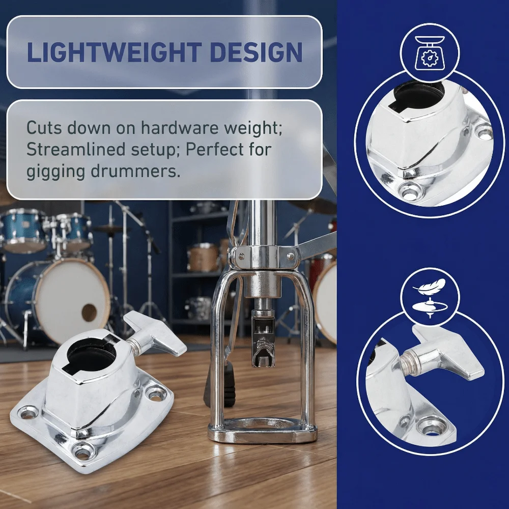 ​Zinc Alloy Drum Kit Holder Base Plate​ ​Silver Clamp Mounts​ ​Tom Mount Bracket​ ​Secure Mounting​ ​Cymbal Holder Clamp