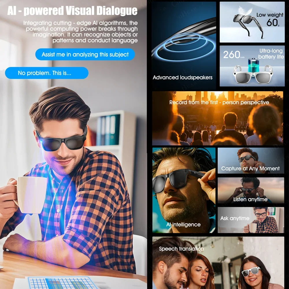 Xiaomi AI 8K Smart Glasses 120MP Camera Waterproof Bluetooth Call Playing Music Smart Glasses Identify Pictures ChatGPT 2025 NEW