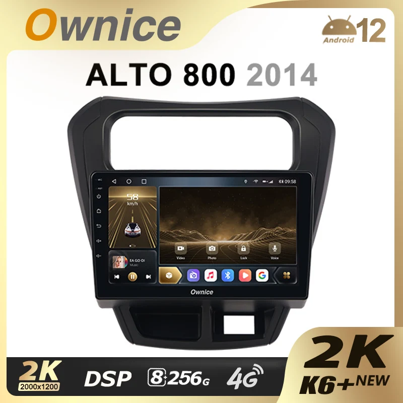 Ownice K6+ 2K for Suzuki ALTO 800 2014 Android 12.0 Car Radio Stereo Support  4G LTE 360 2din Auto Audio System 8G+256G