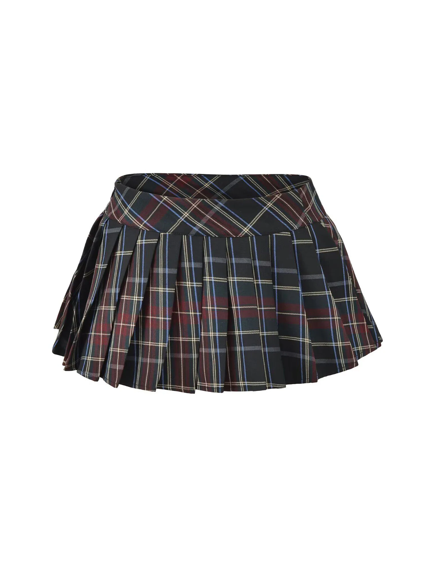 Women Black Gothic Emo Plaid Mini Skirt Vintage 2000s Low Rise Pleated Skirts Harajuku Y2k Gyaru Micro Skirt Summer 2026 Clothes