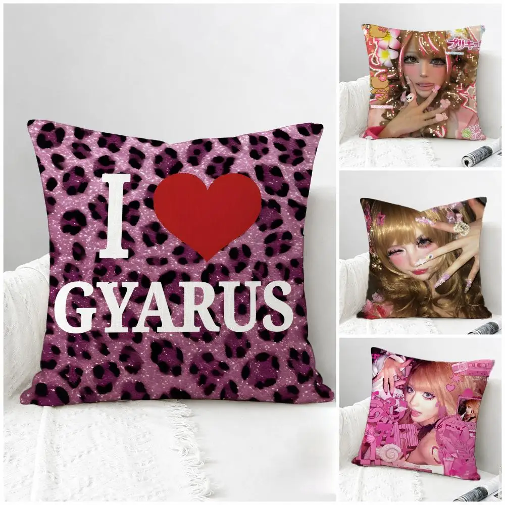 Fashion Gyaru Cushion Cover Natural Linen Pillowcase Set, All-in-One Decor for Sofa, Bedroom & Chair