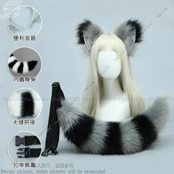 Animal Ears And Animal Tail Furry Cosplay Role Play Plush Headdress Tail Fox Cute Black Gray Brown Halloween Party Woman Man