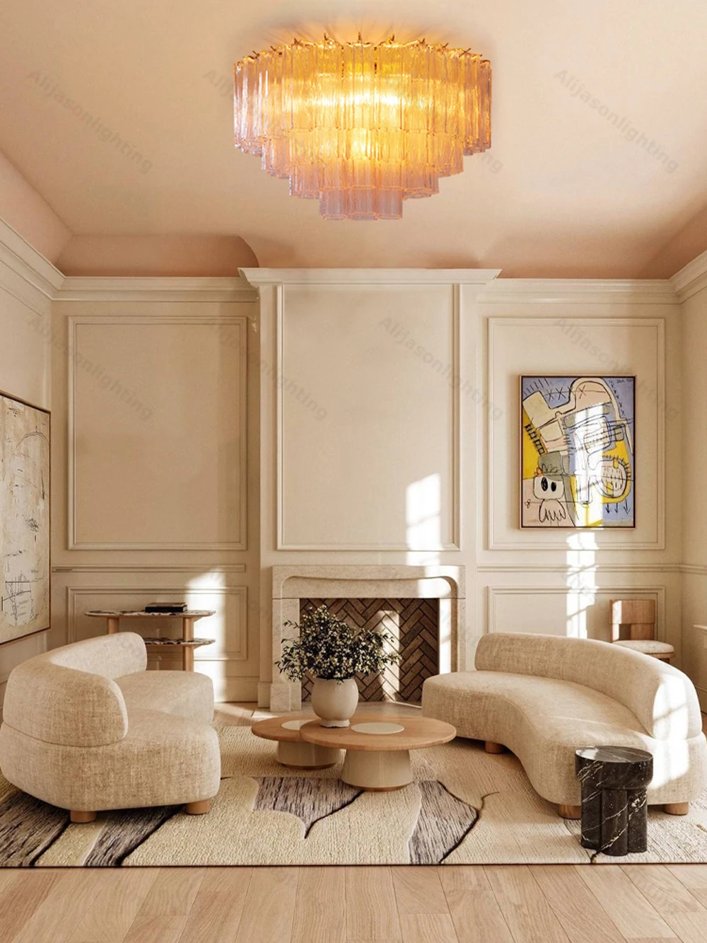 

Французское стекло, прозрачный розовый светодиодный светильник с регулируемой яркостью Lamparas De Techo, потолочная люстра, потолочный светильник для гостиной, спальни