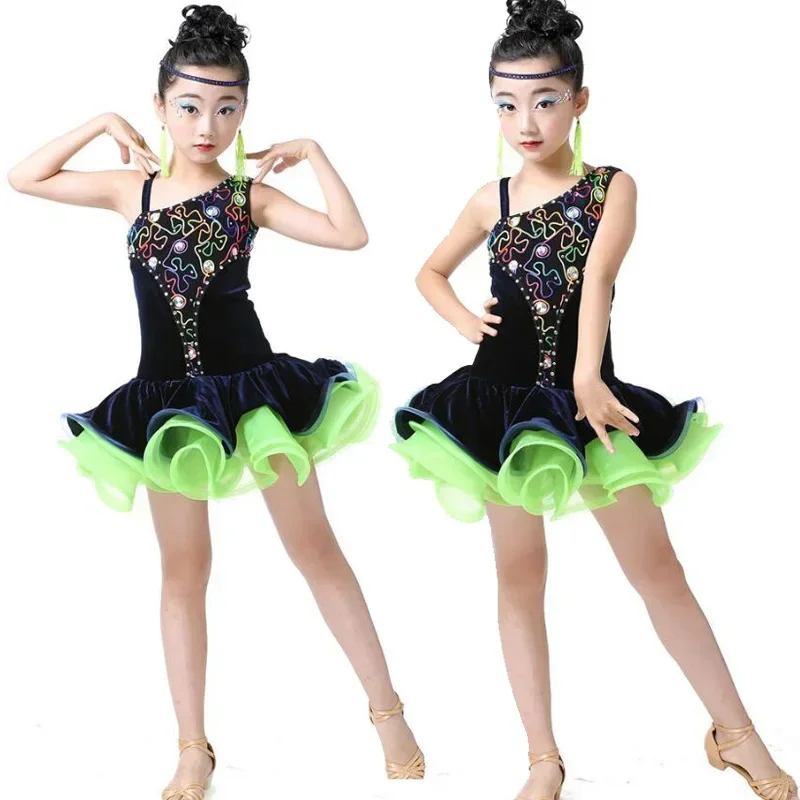 

Ballroom Latin Dance dress Kids Ballet Jazz Performance Costumes competition skating dresses ballroom