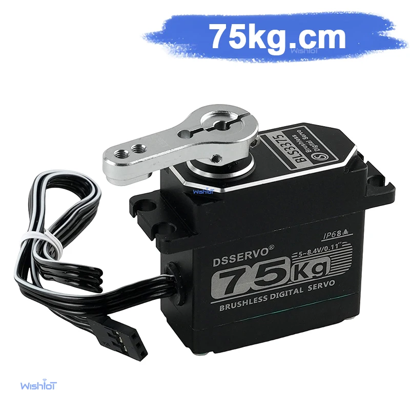 

BLS3375 75KG Brushless Servo IP68 Waterproof 5M Diving Quiet Metal Gear 7.4V 180/270/360 Degree For RC Car Robot With 25T Arm