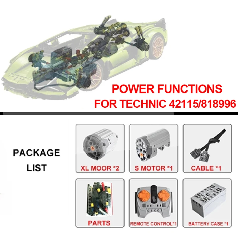 

New Power Functions For 42115/81996 Lamborghinis Sian FKP 37 Car Building Blocks With PDF Engine SWAP (Only Motor Engine,No Car)