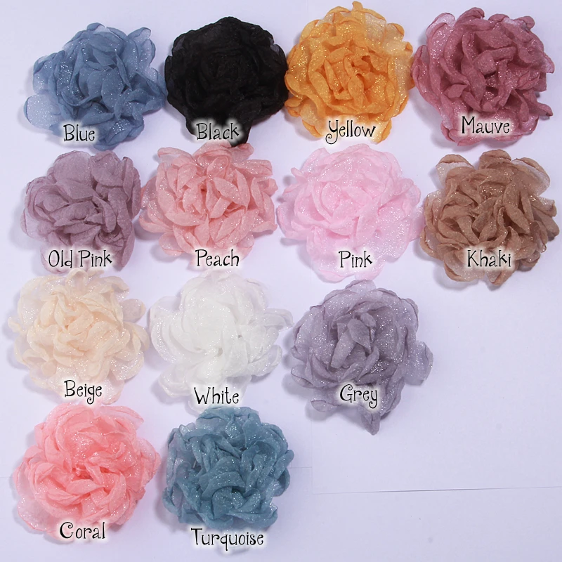 5Pcs 7.2cm Organza Chiffon Gauze Burnt Edge Fabric Artificial Rose Flower Wedding Dress Neck Decoration DIY Sewing for Headbands