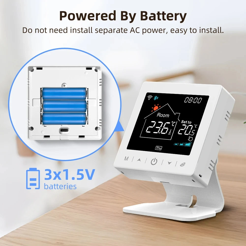 MIUCDA-Tuya WiFi Termostato Inteligente, RF 433, Controlador de Temperatura Sem Fio, Alimentado por Bateria, Funciona com Alexa, Google Home