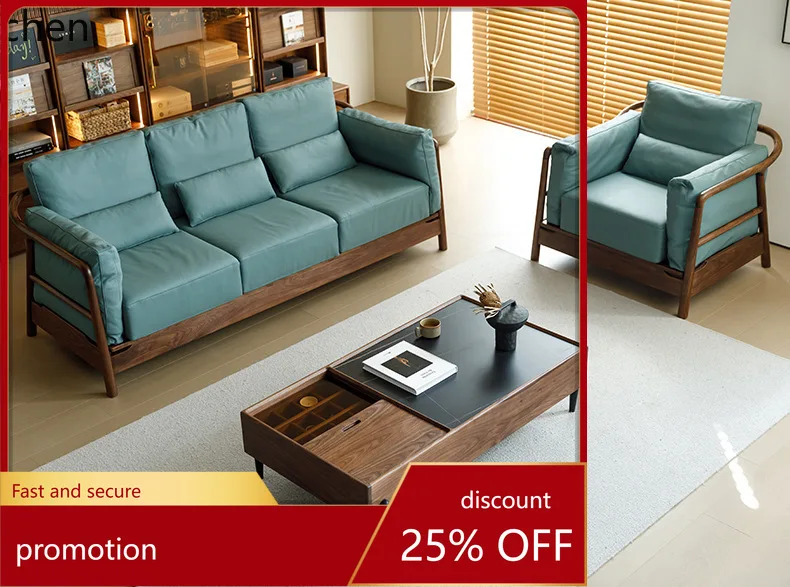 

YFY Black Walnut Coffee Table TV Cabinet Simple Living Room Solid Wood Rock Slab Side Table