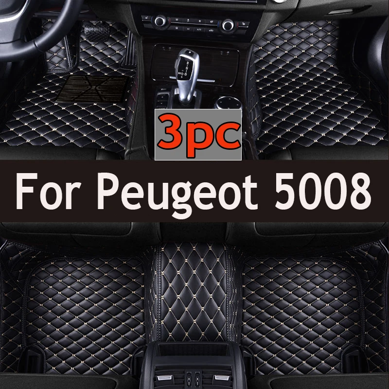 Maty samochodowe podłogowe do Peugeot 5008 P87 2017 ~ 2023 7seat Luksusowe skórzane maty podłogowe Uniwersalne wodoodporne akcesoria samochodowe Cocho