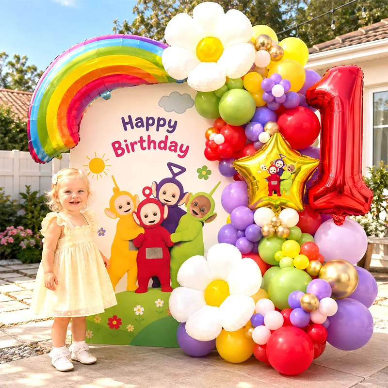 Teletubbies Balloon Arch Kit Bouquet Globos Cartoon Foil Latex Balloon Garland For Baby Shower Kids Theme Party Supplies