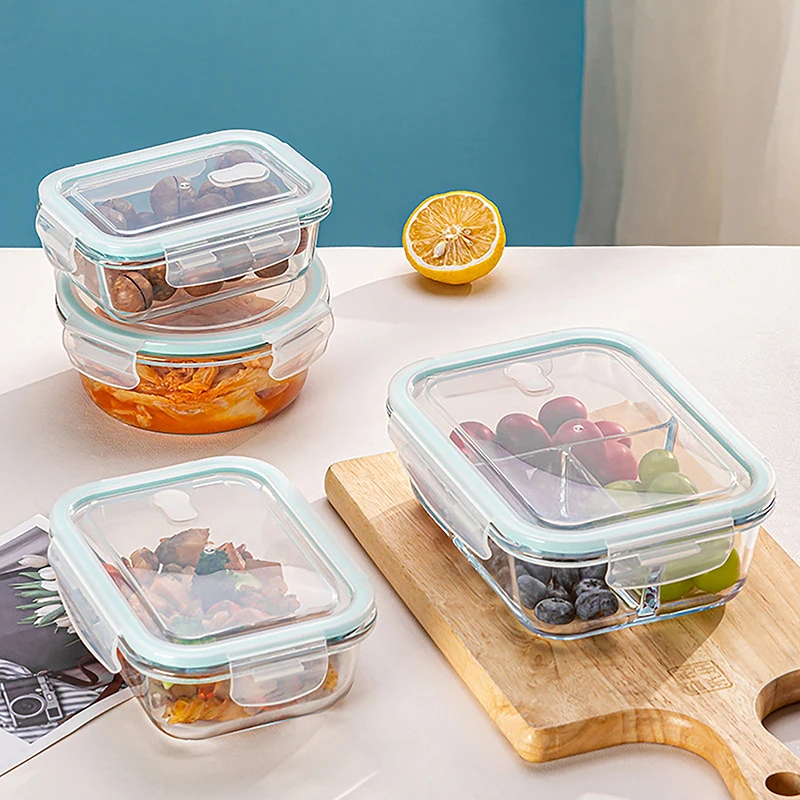 Meal Prep Glass Containers Oven Safe - 1/2/3 Gitter, verdickt, auslaufsicher, mikrowellengeeignet, Lebensmittel-Crisper,