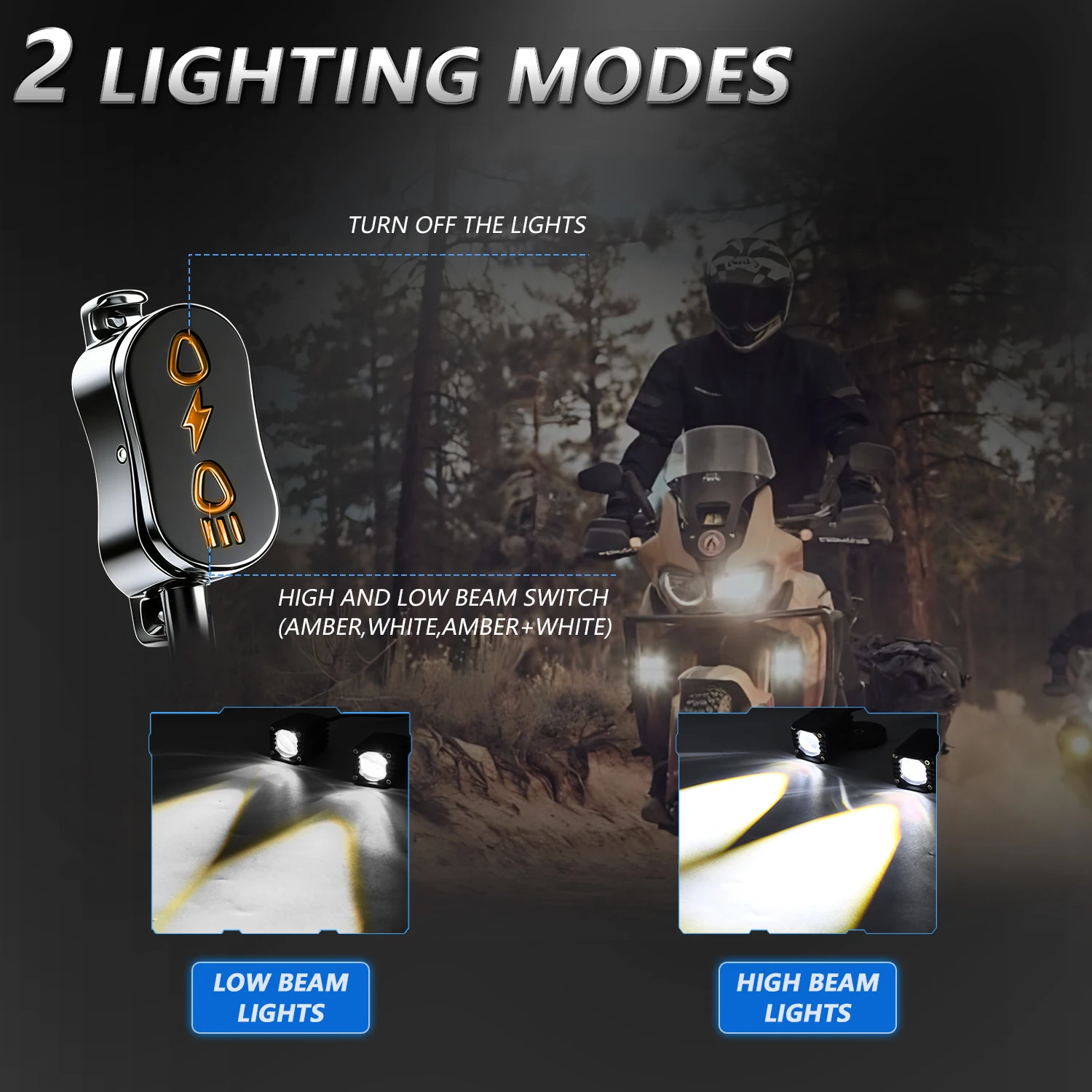 High Power Motorcycle Front Headlights Turn Signal Long Range Projector Yellow, White Light for ATV Truck Dirt Bike SUV UTV