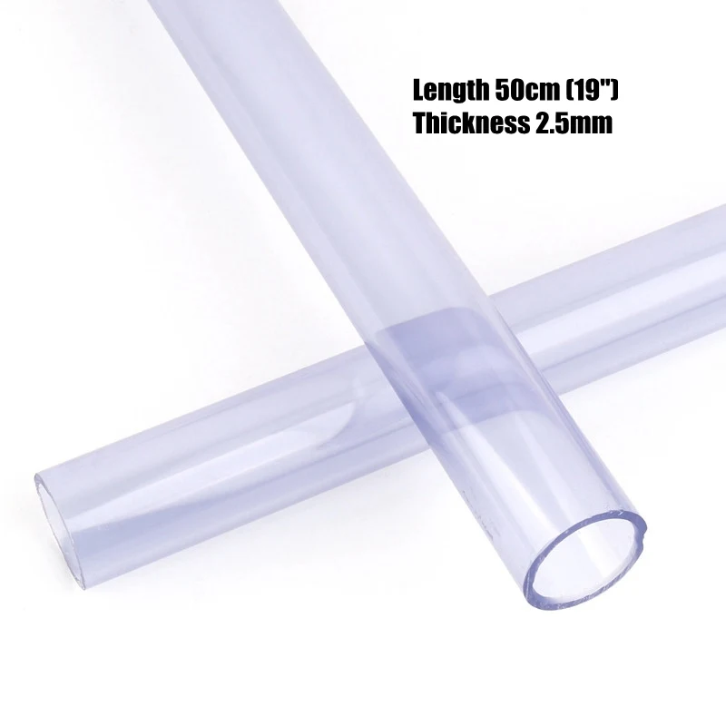 1pc Outer Dia 20mm Transparent PVC Pipe 50cm Length Plastic Aquarium Fish Tank Hard Tube Greenhouse Irrigation Garden Water Pipe