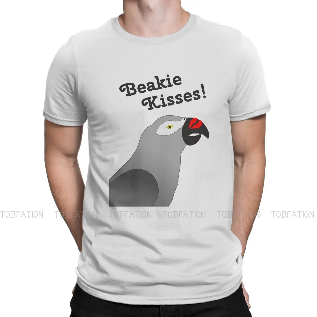 Beakie Kisses African Grey Classic Style TShirt Parrot Animal Comfortable New Design Gift Idea  T Shirt Stuff Hot Sale