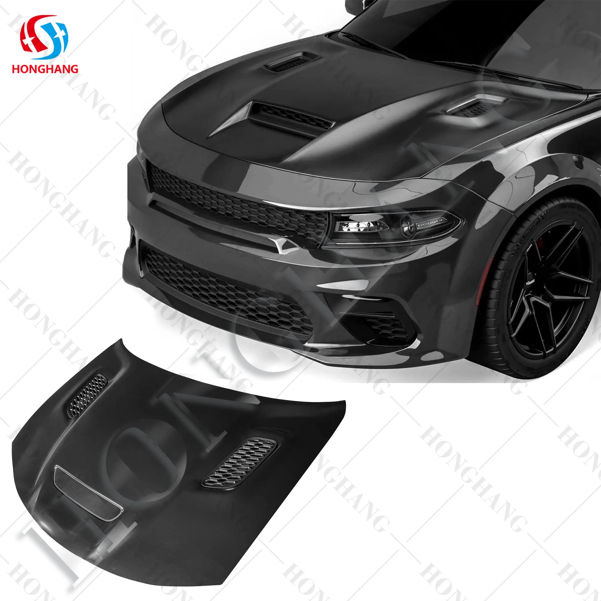 

Chaoshenghang Brand Black Car Engine Hood Fireproof Cover Sport Hood Cover for dodge Charger 2015 2016 2017 2018 2019 2020 2021+