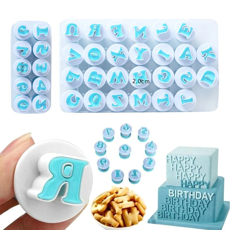 

Baking pastry Mold letter fondant Cookie Cutter 26pcs Upper Lowercase Alphabet and 10pcs number cake decoration tools