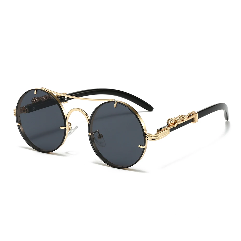

Cross-border Retro Steampunk Sunglasses for Men, Metal Spring Hinge Thick Frame Glasses, Cross-border Trendy Street Snap Sunglas