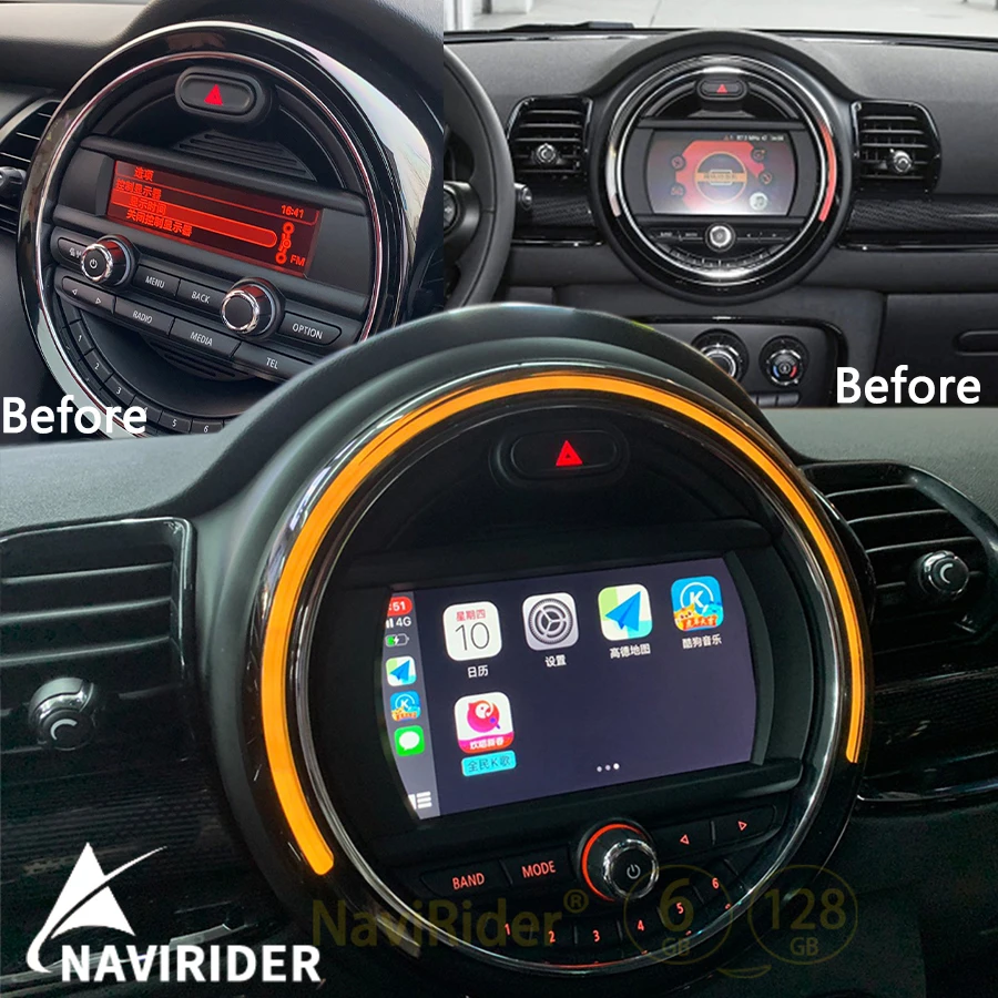 Navirider 128GB Video Player Multimedia GPS For BMW Mini One 2017 F55 COOPER F56 CLUBMAN F54 Android Stereo Carplay Touch Screen