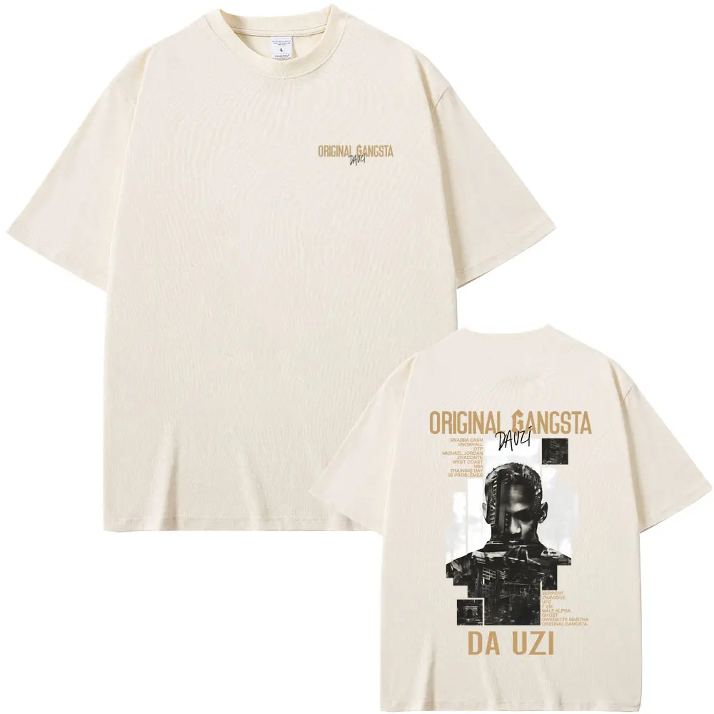 Rapper DA Uzi Original Gangsta Album Graphic T-shirt Men Women Hip Hop Fashion Pop Music T-shirts Men's Casual Cotton T Shirts