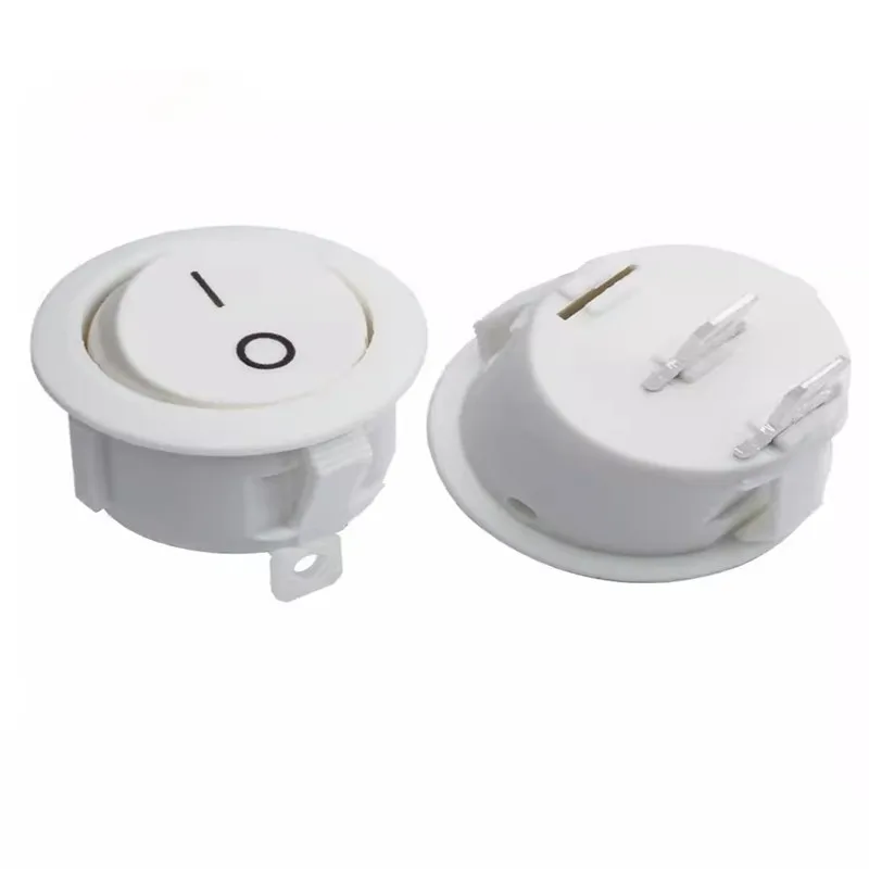 10PCS KCD1-105 Diameter Small Round Boat Rocker Switches Black Mini Round Black White Red 2 Pin ON-OFF Rocker Switch With LED